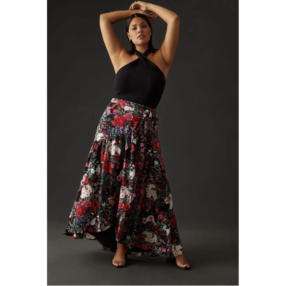Anthropologie Hutch Printed Wrap Maxi Skirt Sz 2X Novelty